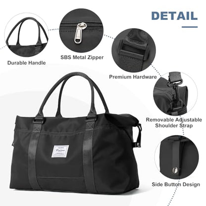 Travel Duffel Bag, Carry On Overnight Weekender Bags for Women - color: A1-Black, style: Extra Large Travel Bag
