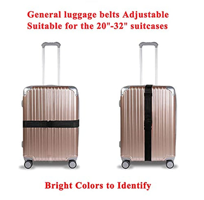 2 Pack Suitcase Belts, Adjustable Luggage Straps, Bright Colors Travel Packing Straps with Quick Release Buckle (Black) - color: Black