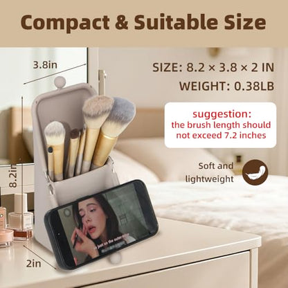 silicone makeup brush holder,waterproof soft and sleek portable travel cosmetic bag,standing makeup bag,grey - color: grey