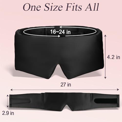 22Momme Silk Padded Sleep Eye Mask for Side Sleeper Men Women Black - color: Black
