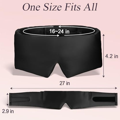 22Momme Silk Padded Sleep Eye Mask for Side Sleeper Men Women Black - color: Black