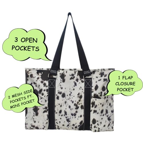 NGIL Utility Water Resistant Tote Bag - color: Cow Charm-black