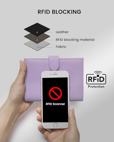 Karmiir RFID Passport Holder Travel Wallet for Women, Leather Passport Cover Wallet with Card Holders SIM Slots,Zippered Coins Pocket and Cash Slot Slim Compact Travel Wallet (Taro Purple) - color: Light Purple
