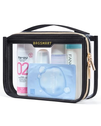 BAGSMART Clear Toiletry Bag for Travel, TSA Approved, 1-Pack, Black - color: Black, size: Pack of 1