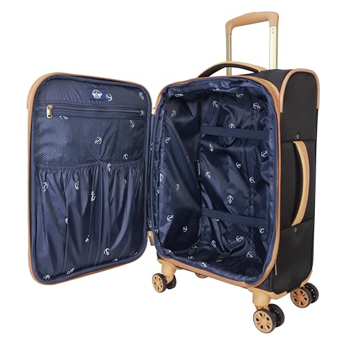 Dockers Seahorse Softside Expandable 8-Wheel Spinner Travel Checked Luggage, 3-Piece Set, Black - color: Black, size: 3-Piece Set (20"/24"/28")