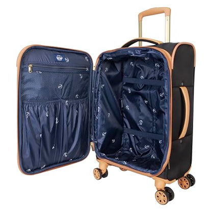 Dockers Seahorse Softside Expandable 8-Wheel Spinner Travel Checked Luggage, 3-Piece Set, Black - color: Black, size: 3-Piece Set (20"/24"/28")