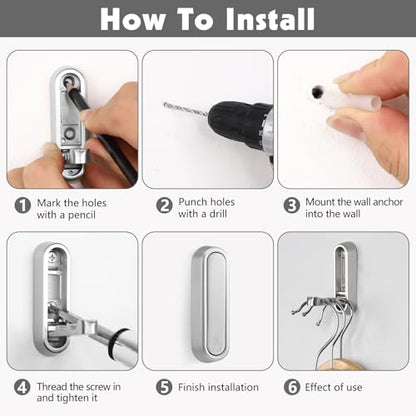 Foldable Wall Hook, Silver, 4 Pack, Screw Mounted, Heavy Duty Coat Hooks - color: Silver, size: 4 Pcs