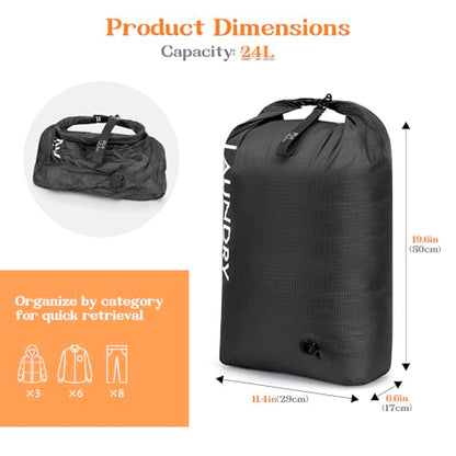Compression Laundry Bag for Travel, Dirty Clothes Travel Laundry Bag - color: Black, size: Medium