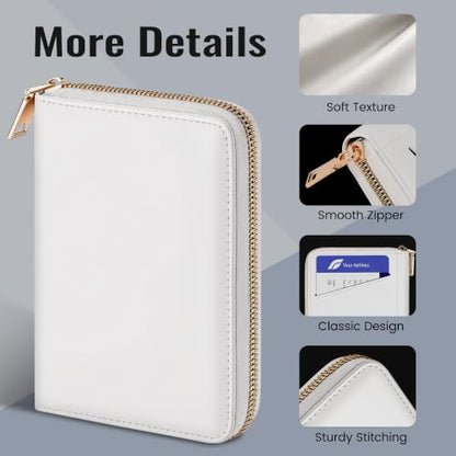 Airkit 2 Pack Passport Holder Cover, Travel Zipper Wallet, Credit Card Case - color: White