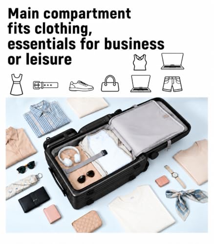20-Inch Front Opening Carry On Luggage with Detachable Bag, Black - color: Black