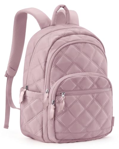 BAGSMART College Laptop Backpack,Cute Travel Backpack for Women,Quilted Computer Bookbag - color: 10-rose Purple