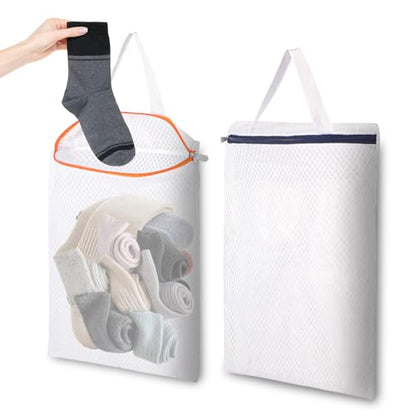 2-Pack Hanging Mesh Laundry Bags with Metal Hooks, 16x12 Inch - color: 2 PACK, size: 12*16in