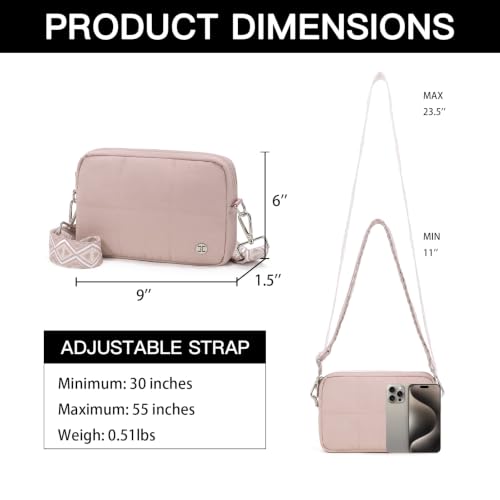 Telena Crossbody Bags for Women Cross Body Purse with Guitar Strap - color: Blush Pink