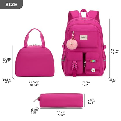 abshoo School Backpack for Girls Teen Elementary Middle High School Bookbag - color: Hot Pink