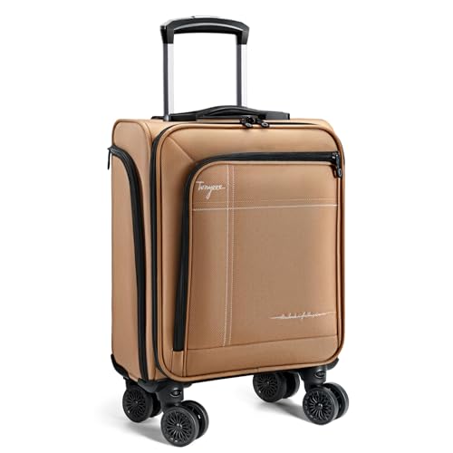 17 Inch Underseat Carry on Luggage with Removable Spinner Wheels - color: Brown, size: 17 inch_Underseat