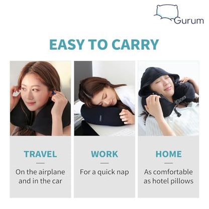 Hooded Travel Pillow – Natural Latex Neck Support with Privacy Hood, Side Pocket & Tencel Cover for Airplane & Long Flights | Gurum™