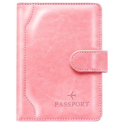 Passport Holder for Travel Essentials Wallet Cover Case Women Men Gift - color: D-Pink