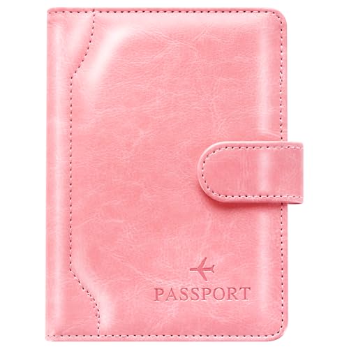 Passport Holder for Travel Essentials Wallet Cover Case Women Men Gift - color: D-Pink