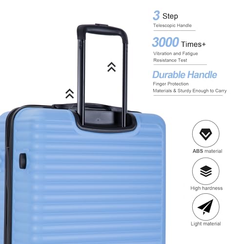 Tripcomp Luggage Sets 3piece Set Hardshell Luggage with Spinner Wheels, TSA Lock, Travel Suitcase Sets, 20 Inch Carry On, 24 Inch Mid-size, 28 Inch Large siutcase (Light Blue) - color: Light Blue-85, size: 3 piece set