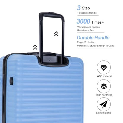 Tripcomp Luggage Sets 3piece Set Hardshell Luggage with Spinner Wheels, TSA Lock, Travel Suitcase Sets, 20 Inch Carry On, 24 Inch Mid-size, 28 Inch Large siutcase (Light Blue) - color: Light Blue-85, size: 3 piece set