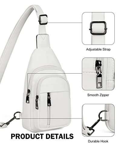 MASINTOR Sling Bag for Women, Crossbody Fanny Pack Sling Backpack, White - color: Pure White