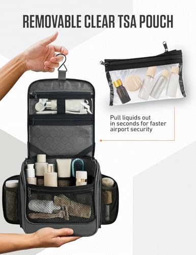 VENTURE 4TH Hanging Travel Toiletry Bag, 18 Compartments - Shadow Gray - color: Shadow Gray