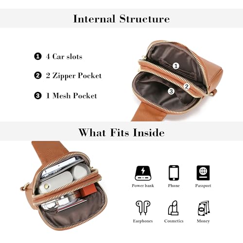 INICAT Small Crossbody Bags for Women, Mini Travel Sling Purse - color: Brown, size: Large