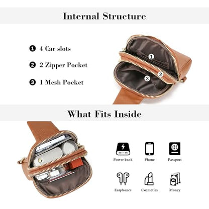 INICAT Small Crossbody Bags for Women, Mini Travel Sling Purse - color: Brown, size: Large