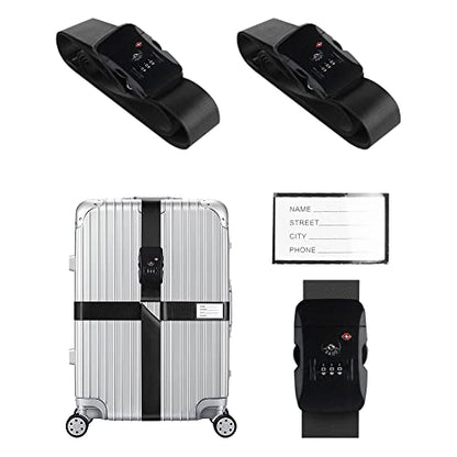 Veki Cross Luggage Straps Set TSA Approved with Lock, Black*2pcs - color: Black, size: 2pcs