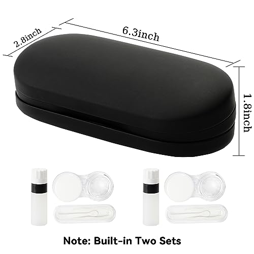Eyeglass Case Double Sided Travel Size Portable Contact Lens Box 2 in 1 - color: E-Black