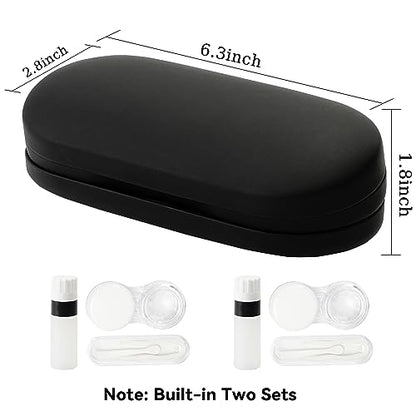 Eyeglass Case Double Sided Travel Size Portable Contact Lens Box 2 in 1 - color: E-Black