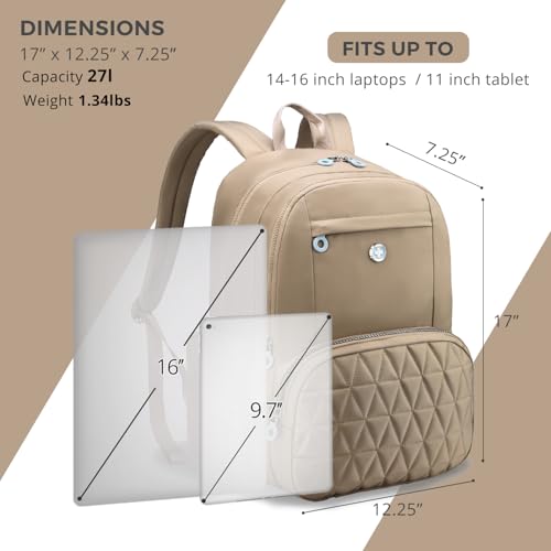 Swissdigital Design Backpack for Women Fits 15.6-Inch Laptop SD1711-75 - color: Khaki