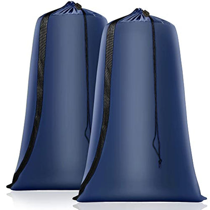 Coomee Heavy Duty Laundry Bag, 2 Pack XL Nylon Laundry Bags with Straps - color: Navy, size: 41" x 28" x 1"