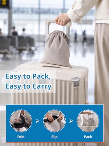 SARISUN Travel Neck Pillow with Strap & Eye Mask for Airplane Sleep Support - color: Grey&black