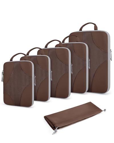 Bagsmart Compression Packing Cubes, Travel Bag Cruise Ship Essentials - color: Mocha Brown
