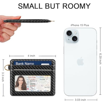 Slim Minimalist Pocket Credit Card Holder Wallet Men - color: Carbon Fiber