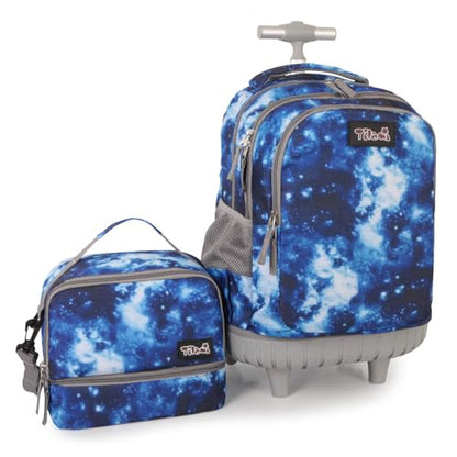 Tilami Rolling Backpack for Boys and Girls,Galaxy Blue - color: Galaxy Blue