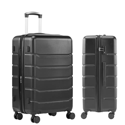 Simple Deluxe 20 Inch Expandable Hardside Carry On with Spinner Wheels & TSA Lock, ABS Hard Shell Lightweight Rolling Luggage Suitcase, Black - color: Black-C, size: 20 inch