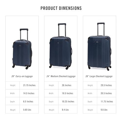 Kenneth Cole REACTION Out of Bounds Lightweight Hardshell 4-Wheel Spinner Luggage, Naval, 20-Inch Carry On - color: Naval, size: 20-Inch Carry On