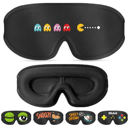Funny 3D Zero Pressure Sleep Eye Mask for Men Women Side Sleeper, Adjustable Blackout Soft Breathable Eye Masks for Travel Nap Night Sleep, Funny Christmas Humorous Gift Stocking Stuffers - color: Game