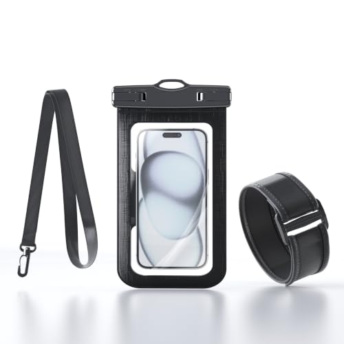 2Pack Waterproof Phone Pouch IPX8 with Armband (1, Black) - color: Black