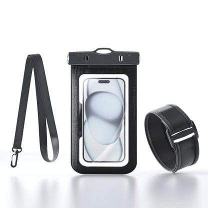 2Pack Waterproof Phone Pouch IPX8 with Armband (1, Black) - color: Black