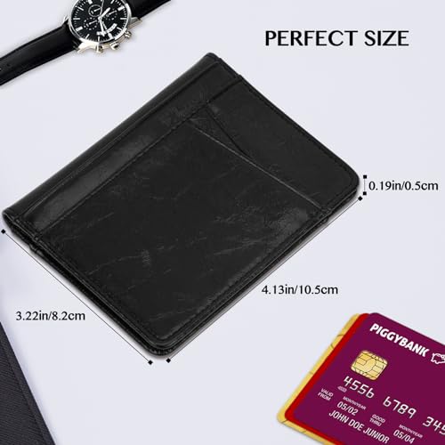 Unaone Slim Minimalist Wallet - Premium Leather Wallets - color: Crackle Black