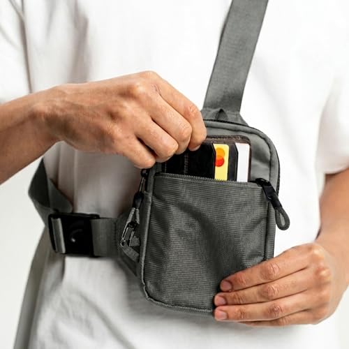Travel Sling Bag for Men & Women, Anti-Theft RFID Blocking Crossbody Bags - color: Gray Standard