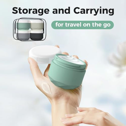 Travel Containers for Toiletries, 4-Pack TSA Approved Silicone Jars (2.5oz) - color: Grey, size: 75ML (2.5oz)