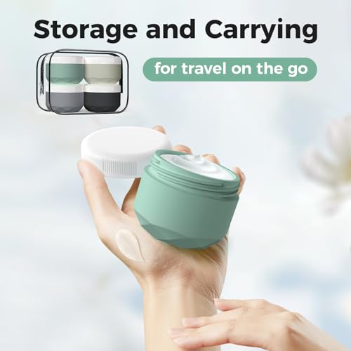 Travel Containers for Toiletries, 4-Pack TSA Approved Silicone Jars (1oz) - color: Grey, size: 30ML (1oz)