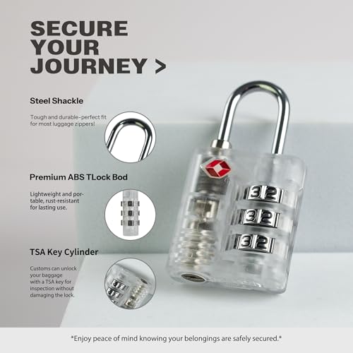 Luggage Locks TSA Approved, Combo Lock for Gym Locker, Small Padlock Combination, 3 Digit Combination Padlock for School Locker, Travel Suitcase, Gun Case, Backpack Zipper (White+White) - color: White+White