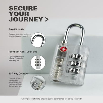 Luggage Locks TSA Approved, Combo Lock for Gym Locker, Small Padlock Combination, 3 Digit Combination Padlock for School Locker, Travel Suitcase, Gun Case, Backpack Zipper (White+White) - color: White+White