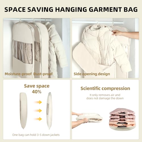 2 Packs Space Saving Garment Bag with Self Compression Zipper, Travel Use - size: Large-2Pcs
