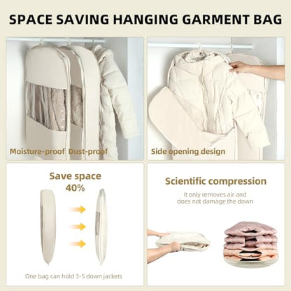2 Packs Space Saving Garment Bag with Self Compression Zipper, Travel Use - size: Large-2Pcs